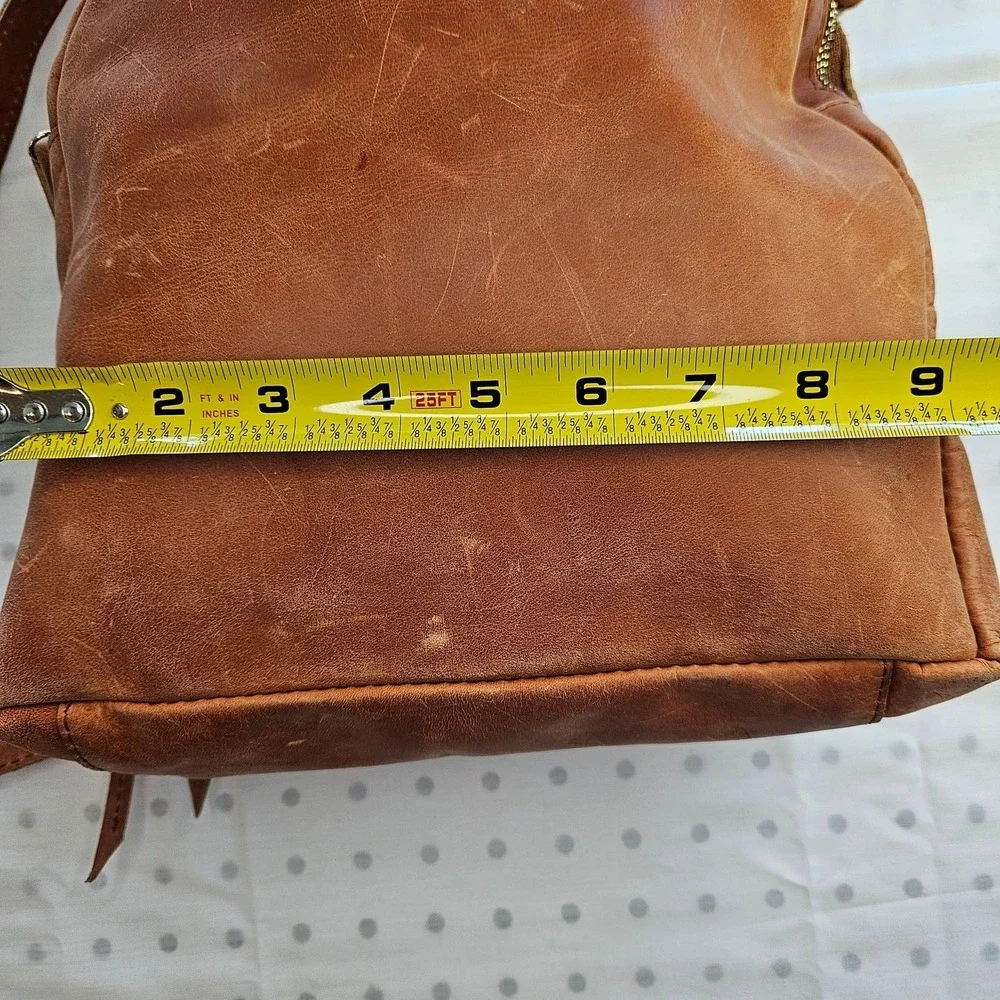 Raven + Lily Brown Natural Leather Minimalist‎ Backpack
